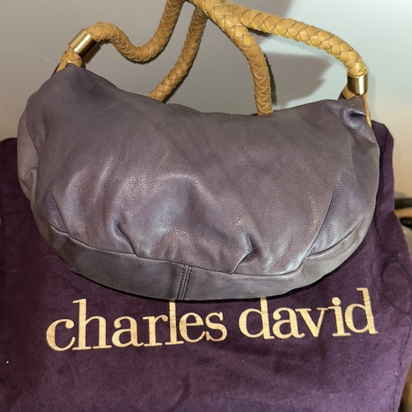Charles David Purple Distressed Leather Handbag - Picture 14 of 14